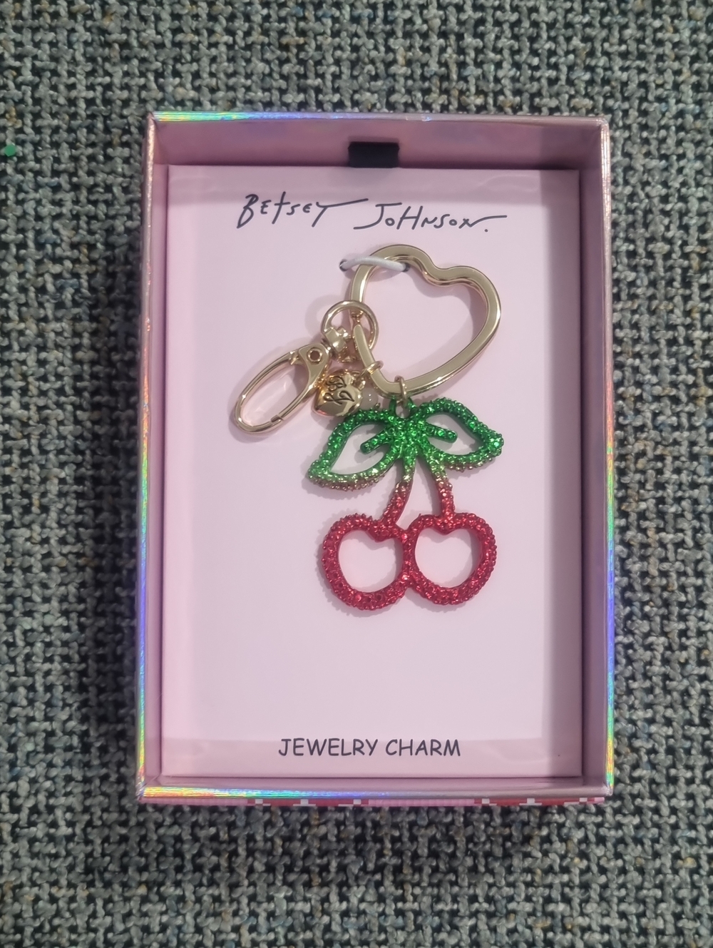 Betsey Johnson Double Cherry Charm Keychain